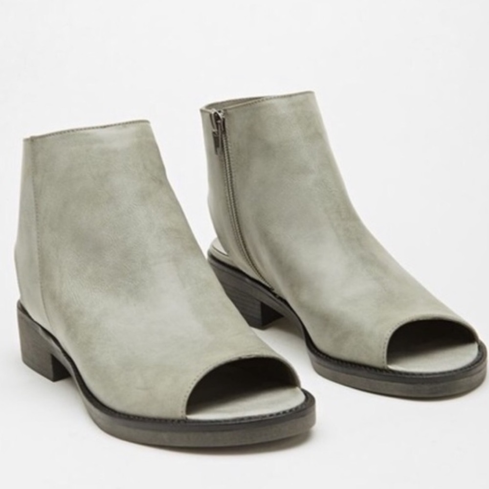 Forever 21 Gray Faux Leather Cutout Booties